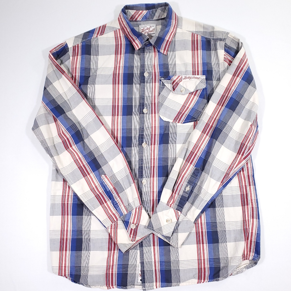 Lucky Brand Distinctive Western Plaid Shirt Sz L
